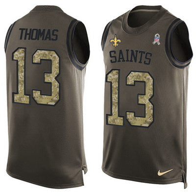 Mens New Orleans Saints 13 Michael Thomas Green Salute To Service Hot Pressing Player Name Number Nike Nfl Tank Top Jersey