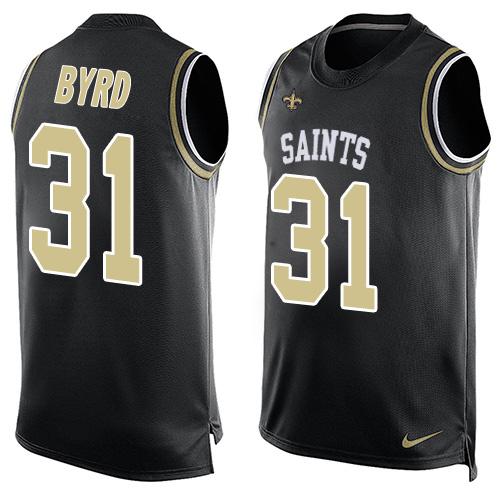 Mens New Orleans Saints 31 Jairus Byrd Black Hot Pressing Player Name Number Nike Nfl Tank Top Jersey