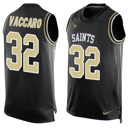Mens New Orleans Saints 32 Kenny Vaccaro Black Hot Pressing Player Name Number Nike Nfl Tank Top Jersey