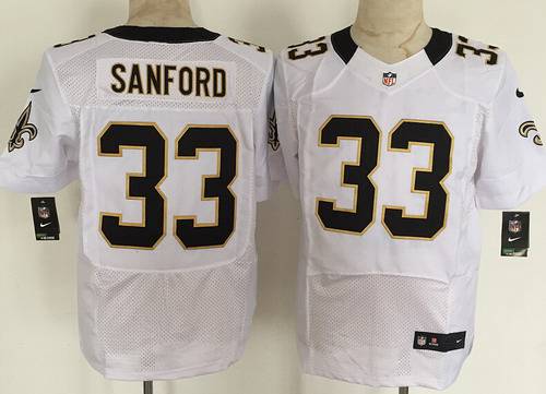 Mens New Orleans Saints 33 Jamarca Sanford Nike White Elite Jersey
