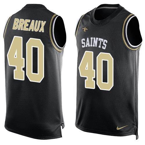 Mens New Orleans Saints 40 Delvin Breaux Black Hot Pressing Player Name Number Nike Nfl Tank Top Jersey