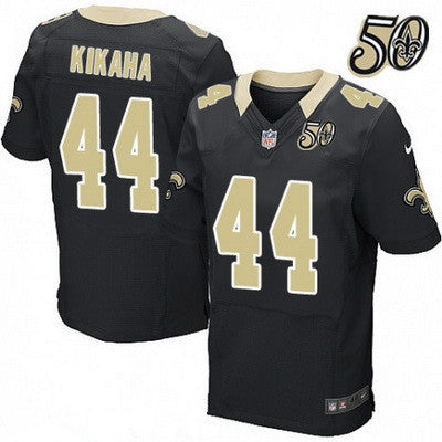Mens New Orleans Saints 44 Hauoli Kikaha Black 50th Season Patch Stitched Nfl Nike Elite Jersey