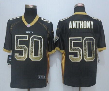Mens New Orleans Saints 50 Stephone Anthony Nike Drift Fashion Black Elite Jersey
