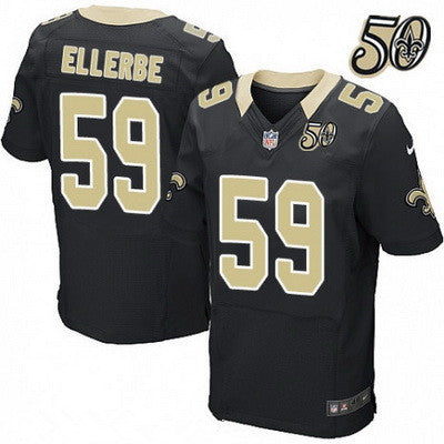 Mens New Orleans Saints 59 Dannell Ellerbe Black 50th Season Patch Stitched Nfl Nike Elite Jersey