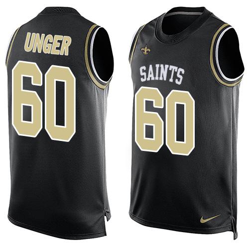 Mens New Orleans Saints 60 Max Unger Black Hot Pressing Player Name Number Nike Nfl Tank Top Jersey