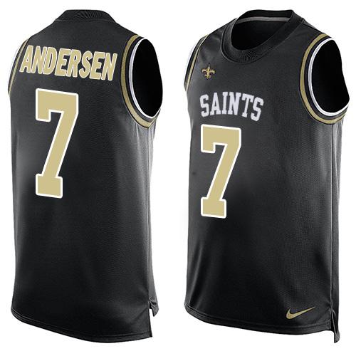 Mens New Orleans Saints 7 Morten Andersen Black Hot Pressing Player Name Number Nike Nfl Tank Top Jersey