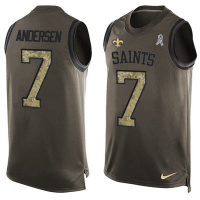 Mens New Orleans Saints 7 Morten Andersen Green Salute To Service Hot Pressing Player Name Number Nike Nfl Tank Top Jersey