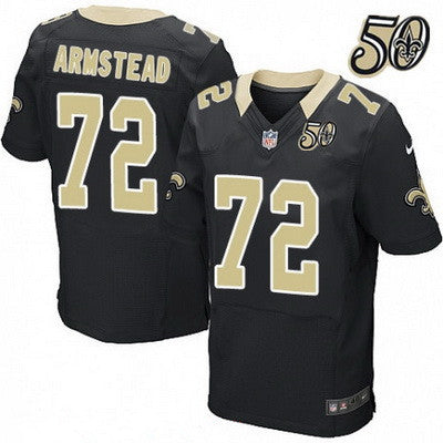 Mens New Orleans Saints 72 Terron Armstead Black 50th Season Patch Stitched Nfl Nike Elite Jersey