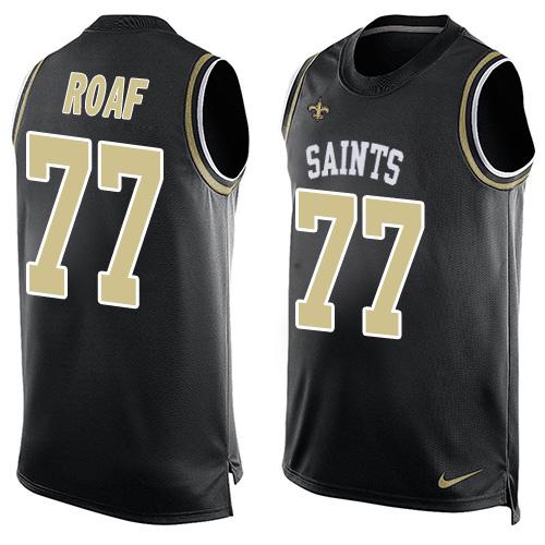 Mens New Orleans Saints 77 Willie Roaf Black Hot Pressing Player Name Number Nike Nfl Tank Top Jersey