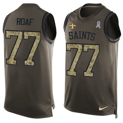 Mens New Orleans Saints 77 Willie Roaf Green Salute To Service Hot Pressing Player Name Number Nike Nfl Tank Top Jersey