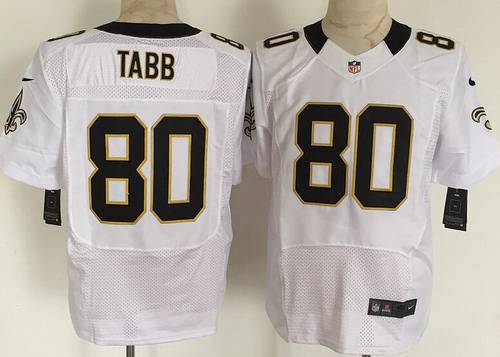 Mens New Orleans Saints 80 Jack Tabb Nike White Elite Jersey