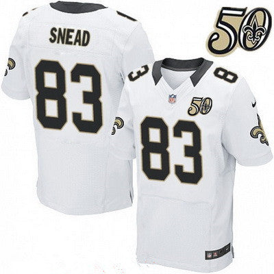 Mens New Orleans Saints 83 Willie Snead White 50th Season Patch Stitched Nfl Nike Elite Jersey