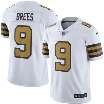 Mens New Orleans Saints 9 Drew Brees Nike White Color Rush Limited Jersey