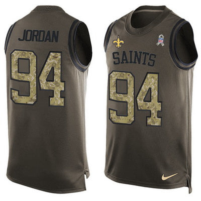 Mens New Orleans Saints 94 Cameron Jordan Green Salute To Service Hot Pressing Player Name Number Nike Nfl Tank Top Jersey