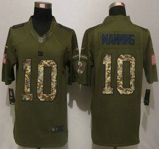 Mens New York Giants 10 Eli Manning Green Salute To Service 2015 Nfl Nike Limited Jersey