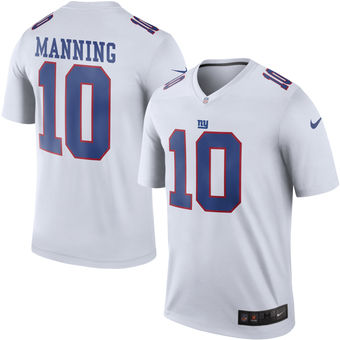 Mens New York Giants 10 Eli Manning Nike White Color Rush Legend Jersey