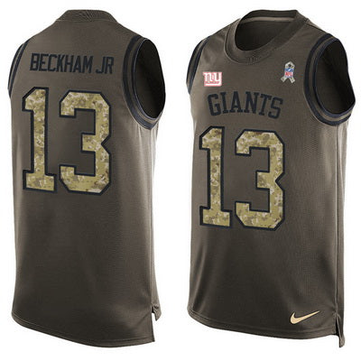 Mens New York Giants 13 Odell Beckham Jr Green Salute To Service Hot Pressing Player Name Number Nike Nfl Tank Top Jersey