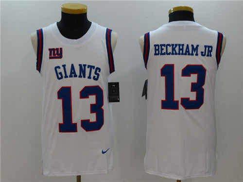 Mens New York Giants 13 Odell Beckham Jr White Color Rush 2017 Vest Stitched Nfl Nike Tank Top Jersey