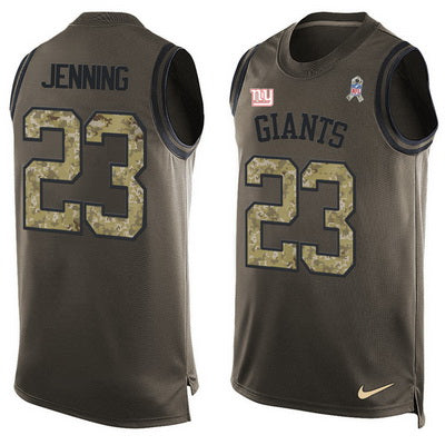 Mens New York Giants 23 Rashad Jennings Green Salute To Service Hot Pressing Player Name Number Nike Nfl Tank Top Jersey