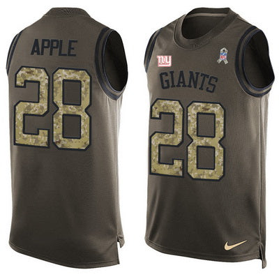 Mens New York Giants 28 Eli Apple Green Salute To Service Hot Pressing Player Name Number Nike Nfl Tank Top Jersey
