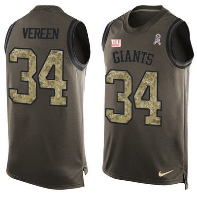 Mens New York Giants 34 Shane Vereen Green Salute To Service Hot Pressing Player Name Number Nike Nfl Tank Top Jersey