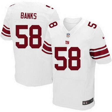 Mens New York Giants 58 Carl Banks White Road Nfl Nike Elite Jersey