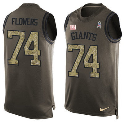 Mens New York Giants 74 Ereck Flowers Green Salute To Service Hot Pressing Player Name Number Nike Nfl Tank Top Jersey
