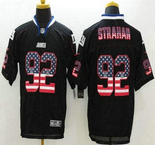 Mens New York Giants 92 Michael Strahan Nike 2015 Usa Flag Fashion Black Elite Jersey