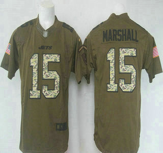 Mens New York Jets 15 Brandon Marshall Green Salute To Service 2015 Nfl Nike Limited Jersey
