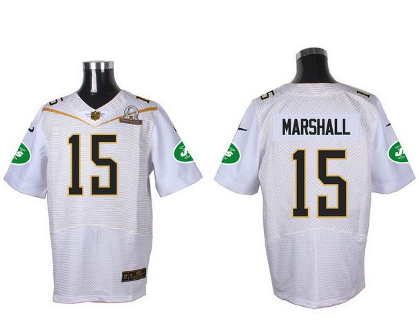 Mens New York Jets 15 Brandon Marshall White 2016 Pro Bowl Nike Elite Jersey