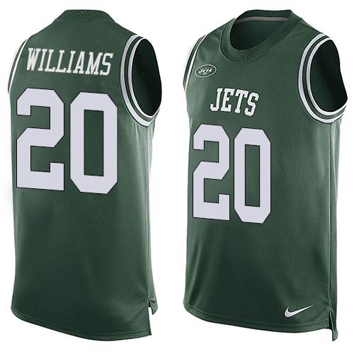 Mens New York Jets 20 Marcus Williams Green Hot Pressing Player Name Number Nike Nfl Tank Top Jersey