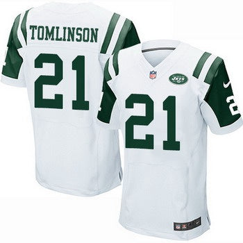Mens New York Jets 21 Ladainian Tomlinson White Road Nfl Nike Elite Jersey