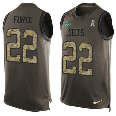 Mens New York Jets 22 Matt Forte Green Salute To Service Hot Pressing Player Name Number Nike Nfl Tank Top Jersey