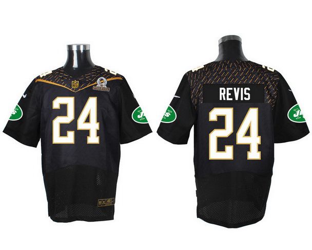 Mens New York Jets 24 Darrelle Revis Black 2016 Pro Bowl Nike Elite Jersey