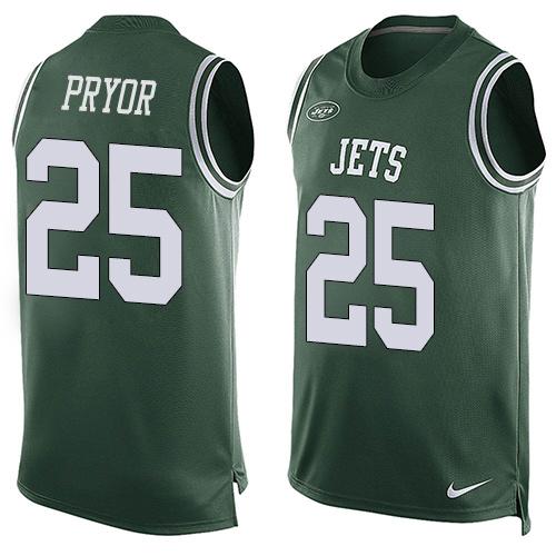 Mens New York Jets 25 Calvin Pryor Green Hot Pressing Player Name Number Nike Nfl Tank Top Jersey