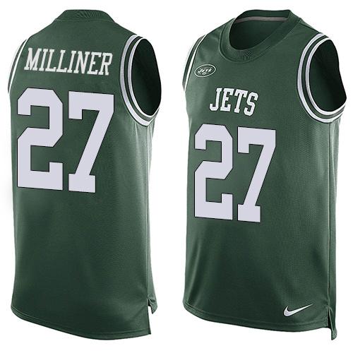 Mens New York Jets 27 Dee Milliner Green Hot Pressing Player Name Number Nike Nfl Tank Top Jersey