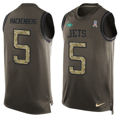 Mens New York Jets 5 Christian Hackenberg Green Salute To Service Hot Pressing Player Name Number Nike Nfl Tank Top Jersey