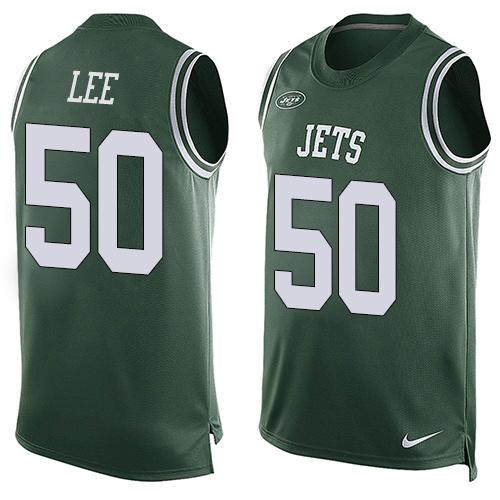 Mens New York Jets 50 Darron Lee Green Hot Pressing Player Name Number Nike Nfl Tank Top Jersey