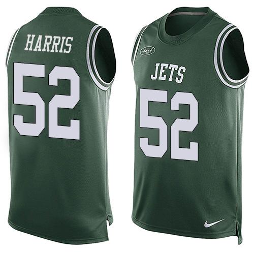 Mens New York Jets 52 David Harris Green Hot Pressing Player Name Number Nike Nfl Tank Top Jersey