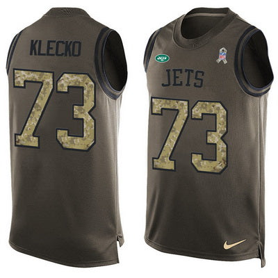 Mens New York Jets 73 Joe Klecko Green Salute To Service Hot Pressing Player Name Number Nike Nfl Tank Top Jersey