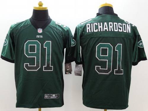 Mens New York Jets 91 Sheldon Richardson Nike Drift Fashion Green Elite Jersey