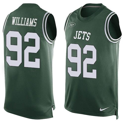 Mens New York Jets 92 Leonard Williams Green Hot Pressing Player Name Number Nike Nfl Tank Top Jersey