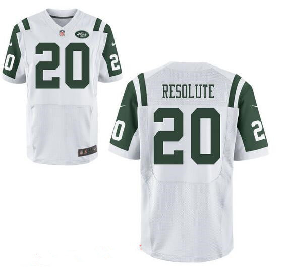 Mens New York Jets Resolute Support 20 Resolute White Road Stitched Nfl Nike Elite Jersey