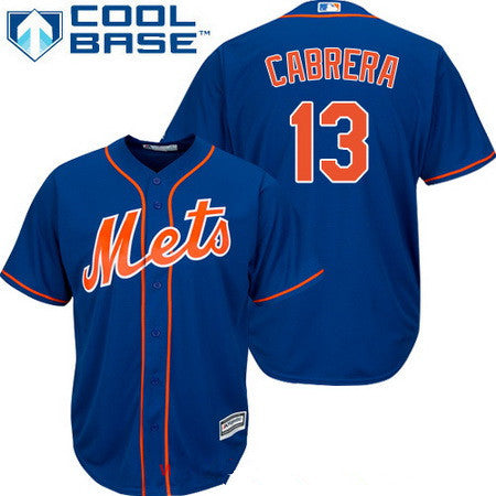 Mens New York Mets 13 Asdrubal Cabrera Royal Blue With Orange Stitched Mlb Majestic Cool Base Jersey