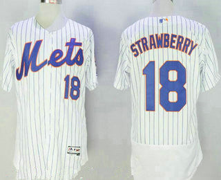Mens New York Mets 18 Darryl Strawberry Retired White Pinstirpe Stitched Mlb 2016 Majestic Flex Base Jersey