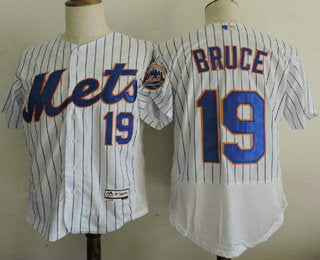 Mens New York Mets 19 Jay Bruce White Home Stitched Mlb 2016 Majestic Flex Base Jersey