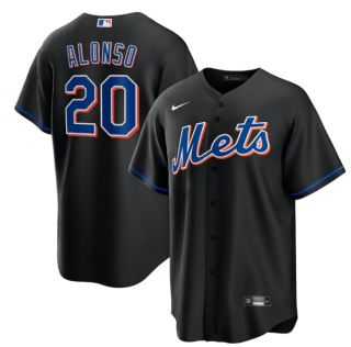 Mens New York Mets 20 Pete Alonso Black 2022 Cool Base Stitched Baseball Jersey