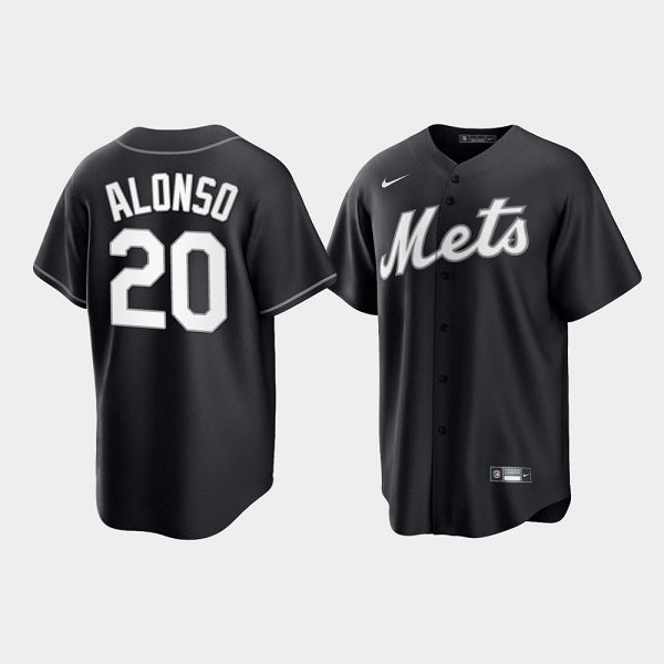 Mens New York Mets 20 Pete Alonso Black Cool Base Stitched Baseball Jersey