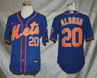 Mens New York Mets 20 Pete Alonso Blue Stitched Mlb Flex Base Nike Jersey