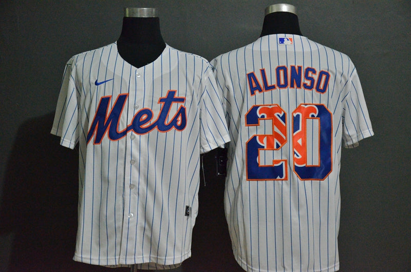 Mens New York Mets 20 Pete Alonso White Team Logo Stitched Mlb Cool Base Nike Jersey